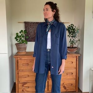 Vintage Dickies navy/blue Long Sleeve workwear style Shirt Sz M